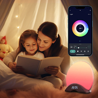 CE ROHS FCC sesuai ABS Wake-up Light Alarm jam Sunrise/matahari terbenam simulasi 7 warna lampu malam 25 Pilihan Snooze kebisingan putih