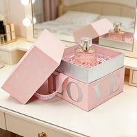 Boîte en carton personnalisée rose LOVE imprimée, boîte en carton carrée de luxe pour emballage de cadeaux de mariage ou de la Saint-Valentin