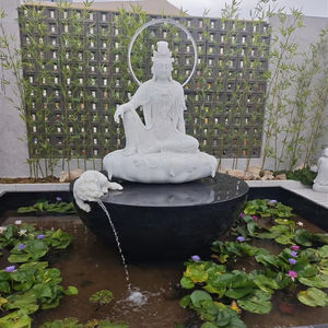 विशाल आउटडोर उद्यान सफेद संगमरमर की पत्थर ध्यान देने वाली बुद्ध प्रतिमा जल का फव्वारा आउटडोर - Product Image 1