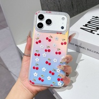 Coque de téléphone portable tendance avec nœud papillon et cerises, impression UV, pour iPhone 11 Pro Max, 12, 13, 14, 15, 16 Plus, 17 Pro – Housse arrière pour filles