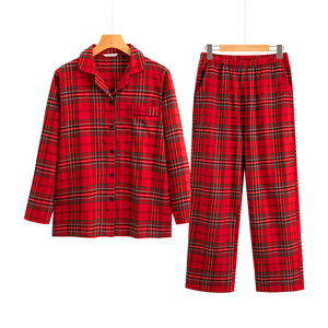 Pijamas <span class=keywords><strong>de</strong></span> Franela <span class=keywords><strong>de</strong></span> Algodón Puro <span class=keywords><strong>para</strong></span> <span class=keywords><strong>Mujer</strong></span>, Transpirables, <span class=keywords><strong>de</strong></span> Manga Larga, Color Rojo, Tela Cepillada, <span class=keywords><strong>para</strong></span> Navidad y <span class=keywords><strong>Año</strong></span> Nuevo - Product Image 2