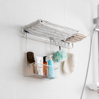 Porte-serviettes télescopique en acier inoxydable, fixation murale sans perçage, étagère à serviettes réglable pour salle de bain, toilettes, rangement