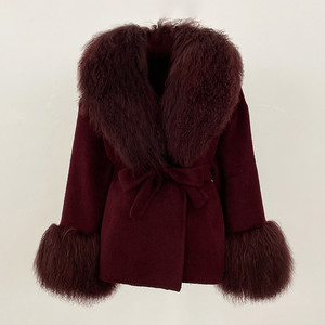 Jancoco donna inverno <span class=keywords><strong>cappotto</strong></span> di vera lana <span class=keywords><strong>con</strong></span> <span class=keywords><strong>cintura</strong></span> giacca di lana da donna <span class=keywords><strong>cappotto</strong></span> di lana <span class=keywords><strong>con</strong></span> vera <span class=keywords><strong>pelliccia</strong></span> di agnello - Product Image 3