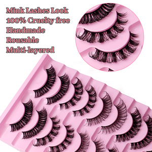 10 paia di occhi di gatto 20mm esile <span class=keywords><strong>D</strong></span> ricciolo Volume striscia piena di finto visone ciglia finte Pestanas - Product Image 4