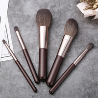 Portable Mini 5 pièces ensemble de pinceaux de maquillage manche en bois synthétique cheveux doux pour Blush poudre libre ombre à paupières outil de beauté pour le visage