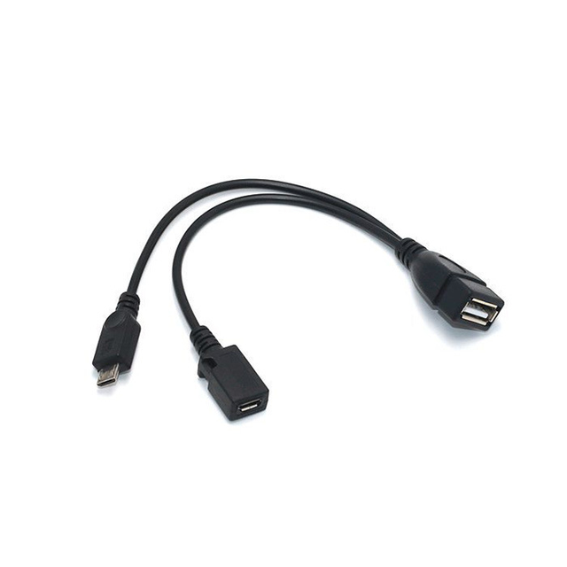 D1698 2 in 1 OTG Micro USB Host Power Y Splitter USB Adapter to Micro USB Male Female OTG Cable
