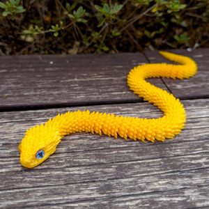 12 Gold Viper <span class=keywords><strong>Snake</strong></span> <span class=keywords><strong>Toy</strong></span> 3D Impresso Realista Flexível Articulado Fidget Design Plástico Home Office Desk Decoração Animais Dinossauros - Product Image 4