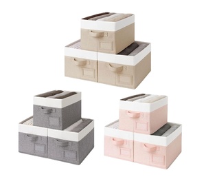 Wholesale Double Foldable Fabric Basket <b>Collapsible</b> Organizer 20L Capacity Makeup Toy Clothing Shoes Food Kitchen Space <b>Wardrobe</b> - Product Image 1