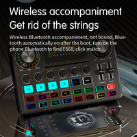 Carte son F668 pour diffusion en direct avec kit microphone, mixeur d'enregistrement audio Bluetooth pour ordinateur et streaming en direct