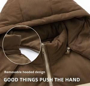 Custom Solid Color Bomber Jacket | <strong>Men's</strong> Hooded Winter <strong>Coat</strong> with Cotton Insulation | Eco-Friendly &amp; ODM Available - Product Image 4