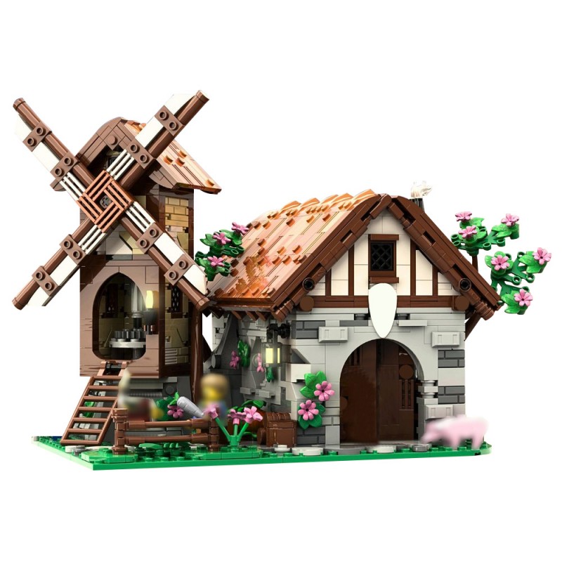 Funbuild, средневековый Лев, рыцарь, MOC-201861, кузнец, Бриз, дом, набор строительных блоков, хижина, сборка, замок, конструктор, игрушки