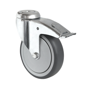 Serie P2T2 cuscinetto a sfere stile piatto libero con freno totale in acciaio Nylon poliuretano alluminio PP per foro di fissaggio - Product Image 1