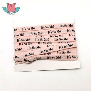 Cao-tensity 1cm nylon mềm in băng đàn hồi nhà sản xuất cung cấp màu hồng khẩu hiệu màu đen cho cổ Bìa Webbing sản phẩm - Product Image 3