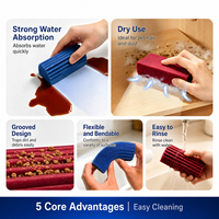 BOOMJOY Lot de 2 éponges anti-poils pour animaux avec adsorption électrostatique et texture rainurée pour le nettoyage des canapés, sièges de voiture et sols