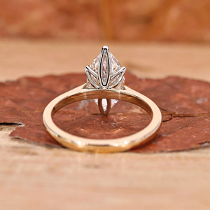 Anello da Donna Minimalista <span class=keywords><strong>di</strong></span> Tendenza con Diamante CVD Coltivato in Laboratorio Personalizzato, Taglio Marquise, in Oro 14K, Certificato IGI, Solitario - Product Image 3