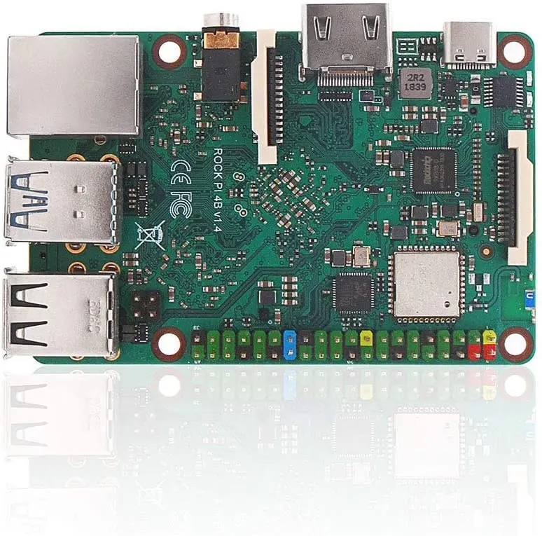 Rock PI 4B V1.4 Rockchip RK3399 اللحاء ستة الأساسية SBC/لوحة كمبيوتر واحدة متوافقة مع عرض التوت الرسمي Pi