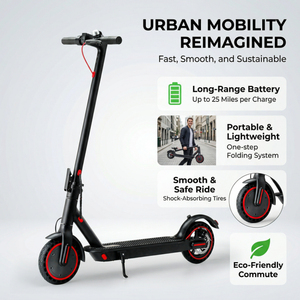 Scooter Eléctrico Plegable para Adultos, Portátil, de Largo Alcance, Batería de Alto Rendimiento, Motor de 25 Millas de Autonomía, Neumáticos con Doble Frenado, Faro LED - Product Image 5