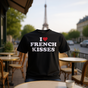 Camiseta I Love French Kisses de algodón negro unisex para adultos talla S M L XL XXL - Product Image 3