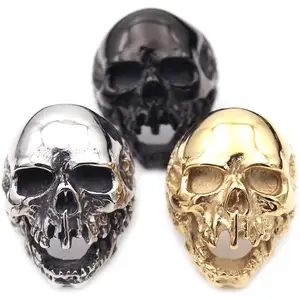 3 Colors Available Custom Vintage Mens Punk Personality Stainless Steel Rings High Polished Fashionable Cool Skull Ring