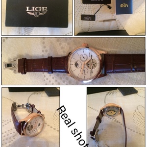 LIGE 6826 Classic Mens Retro Watches <b>Automatic</b> Mechanical Watch Tourbillon Clock Genuine Leather Waterproof <b>Wristwatch</b> - Product Image 5