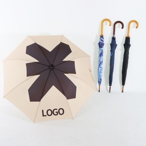 Wholesale J Wood Handle 25 Inch 8 Ribs Windproof Semi Automatic UV Straight <b>Umbrella</b> With logo - Product Image 5