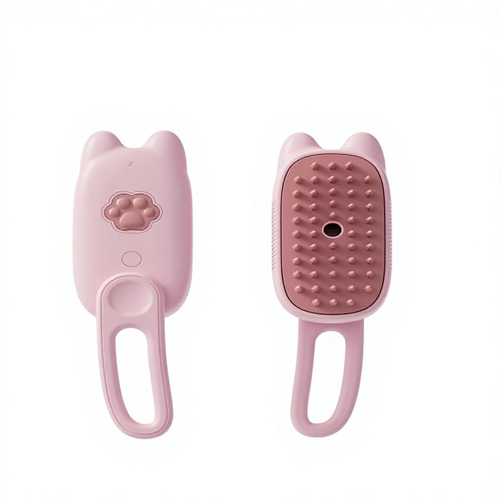 Peine giratorio para gatos rosa con cable de carga