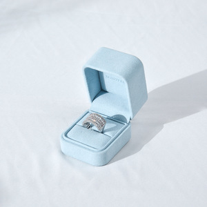 Custom Logo Sky Blue Microfiber Velvet Jewelry <b>Box</b> Ring <b>Earring</b> Pendant Necklace <b>Gift</b> Packaging <b>Box</b> For Wedding Engagement - Product Image 5