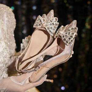 Nouvelles Chaussures <span class=keywords><strong>de</strong></span> Mariage en Cristal 1230, Escarpins <span class=keywords><strong>de</strong></span> <span class=keywords><strong>Mariée</strong></span> Pointus, Talons Hauts <span class=keywords><strong>de</strong></span> Demoiselle d'Honneur en Strass, Tendance Européenne et Américaine - Product Image 3