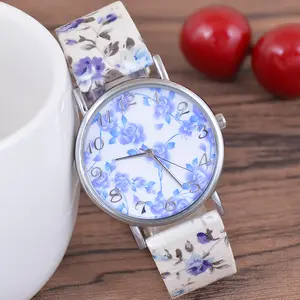 2024 Floral Bracelet Leather Stripe Dial Watches for Women Stylish Quartz Wristwatch Luxury Ladies Dress Clock reloj mujer