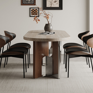 Table à manger en <span class=keywords><strong>bois</strong></span> massif de style rétro du milieu du siècle, plateau semi-circulaire, <span class=keywords><strong>bois</strong></span> de frêne <span class=keywords><strong>blanc</strong></span>, plateau en marbre, table rectangulaire vintage de luxe - Product Image 4