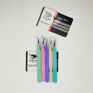 แหนบต่อขนตา Lucky Lash Tools สแตนเลสสตีล ปลายเรียบละเอียด จับถนัดมือด้วยด้ามจับแบบเพชร ชุด 5 สี แหนบที่ใช้งานได้ยาวนาน - Product Image 6