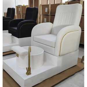 Fauteuil de pédicure blanc de luxe avec massage, plateforme de spa pour les pieds, système de douche, mobilier moderne pour salon de manucure - Product Image 4