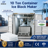 Machine à glace en blocs mobile de 10 tonnes, autonome, pré-câblée, en SUS304, pour sites miniers et de construction
