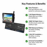 Cámara de Marcha Atrás Inalámbrica para Coche, con Visión Nocturna, de 5 Pulgadas, con Energía Solar, Impermeable, para Monitoreo de Estacionamiento
