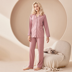 Vendita calda pigiama da donna in bambù modale manica lunga abbigliamento da notte invernale taglia XL con stampa modello pigiama - Product Image 5