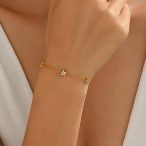 Conjunto de collar y pulsera con colgante de flor de Zirconia cúbica, collar de moda, joyería de acero inoxidable, uso diario, joyería de moda para mujer - Product Image 3