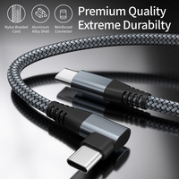 Câble de charge rapide PD double Type-C, adaptateur C-à-C, connecteur coudé à 90 degrés, charge rapide 60W pour ordinateurs portables et smartphones