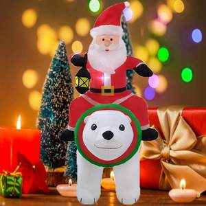 6 英尺 PVC 充气圣诞老人骑着北极熊，带内置 LED 灯，适合户外花园/草坪装饰 - Product Image 4