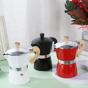 Cafetière italienne en aluminium avec poignée en bois transparente et corps en céramique - Product Image 2