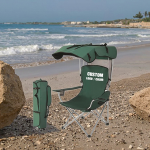 Ghế xếp ngoài trời di động, ghế thư giãn bãi biển, ghế đơn bằng vải Oxford 600D, ghế xếp kim loại có mái che - Product Image 3