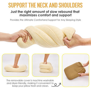 Oreiller en mousse à mémoire de forme douce et à récupération lente pour le camping en plein air, les voyages, soutien cervical portable pour la pause déjeuner - Product Image 6