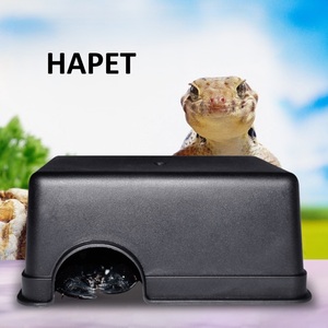 Cachette pour reptiles de petite taille, grande taille, texturée, en plastique noir, durable, facile à nettoyer, avec trou de cachette pour serpent - Product Image 1