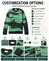 Pull en mohair personnalisé pour homme MENGTU, motif jacquard duveteux, pull en tricot, tricot d'hiver, pull en mohair tricoté pour homme