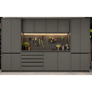 Mueble de Almacenamiento Modular Moderno de MDF con Puertas de OSB y Luces LED, Mueble de Pared de Lujo para Sala de Estar o Villa - Product Image 1