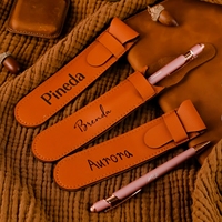 Organisateur de bureau en cuir personnalisé, étui à stylos fait main avec couvercle rabattable pour stylos plume/bille/roller et crayons