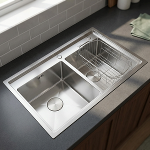 Heavy Duty Stainless Steel Double Bowl <b>Kitchen</b> <b>Sink</b> Handmade Modern Design Deep Basin for Home <b>Kitchen</b> - Product Image 1