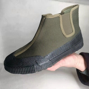 Chaussures de travail montantes en toile et caoutchouc pour hommes, noires, antidérapantes, respirantes, à talon bas, de sécurité, pour la construction et l'extérieur - Product Image 4