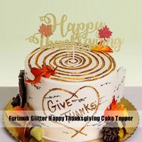 Décorations de gâteau de Thanksgiving, feuilles d'érable dorées scintillantes, décorations pour cupcakes pour la fête d'automne, la fête de Thanksgiving, les anniversaires