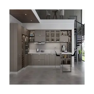 Kitchen Cabinet Solid Teak Wood Doors UV Melamine MDF Kitchen Cabinet Solid Alder Wood Modern Style Kitchen Cabinets