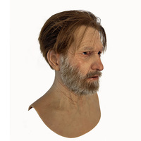 Masque intégral en silicone à texture de peau réaliste avec cheveux et barbe, visage d'homme âgé pour théâtre, cinéma, film, farce